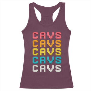 Retro Stacked Block Cavs Name Colorful Toy Brick Racerback Tank Top for Sports Fan TS02 Maroon Print Your Wear