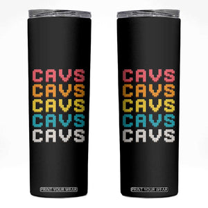 Retro Stacked Block Cavs Name Colorful Toy Brick Skinny Tumbler for Sports Fan TS02 Black Print Your Wear