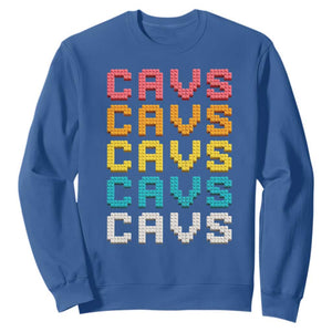 Retro Stacked Block Cavs Name Colorful Toy Brick Sweatshirt for Sports Fan TS02 Royal Blue Print Your Wear