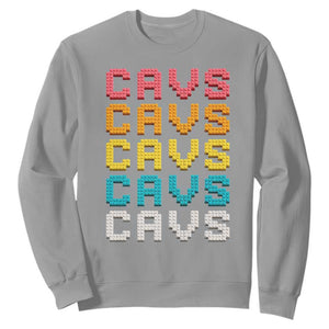 Retro Stacked Block Cavs Name Colorful Toy Brick Sweatshirt for Sports Fan TS02 Sport Gray Print Your Wear