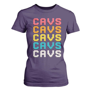 Retro Stacked Block Cavs Name Colorful Toy Brick T Shirt For Women for Sports Fan TS02 Purple Print Your Wear