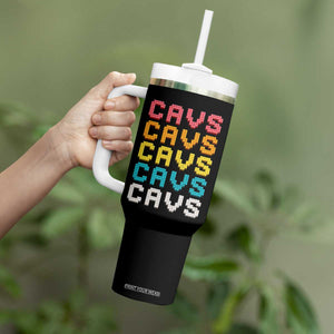 Retro Stacked Block Cavs Name Colorful Toy Brick Tumbler With Handle for Sports Fan TS02 Print Your Wear
