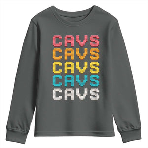 Retro Stacked Block Cavs Name Colorful Toy Brick Youth Sweatshirt for Sports Fan TS02 Dark Heather Print Your Wear