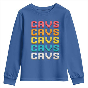 Retro Stacked Block Cavs Name Colorful Toy Brick Youth Sweatshirt for Sports Fan TS02 Royal Blue Print Your Wear