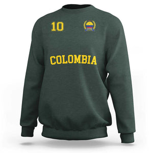 Colombia Football Sweatshirt Number Ten Colombian Flag Jersey Franela Ftbol Soccer TS02 Dark Forest Green Print Your Wear