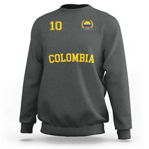 Colombia Football Sweatshirt Number Ten Colombian Flag Jersey Franela Ftbol Soccer TS02 Dark Heather Print Your Wear