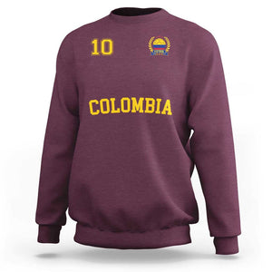 Colombia Football Sweatshirt Number Ten Colombian Flag Jersey Franela Ftbol Soccer TS02 Maroon Print Your Wear