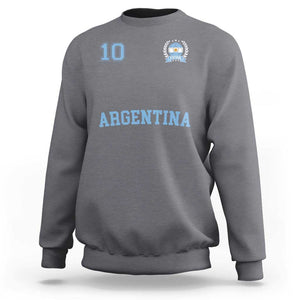 Argentina Football Sweatshirt Number Ten Argentine Flag Jersey Remera Ftbol Soccer TS02 Charcoal Print Your Wear