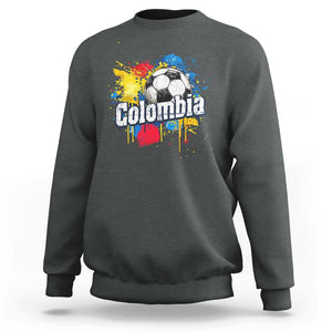 Colombia Football Sweatshirt Colombian Flag Ftbol Lover TS02 Dark Heather Print Your Wear