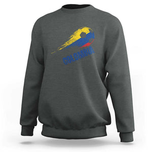 Colombia Football Sweatshirt Colombian Flag Futbol Soccer Lover TS02 Dark Heather Print Your Wear