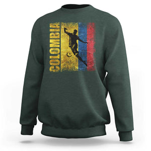 Colombia Football Sweatshirt Futbol Player Kick Soccer Lover Colombian Flag TS02 Dark Forest Green Print Your Wear