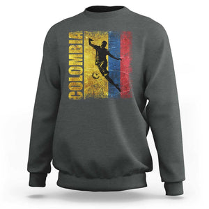 Colombia Football Sweatshirt Futbol Player Kick Soccer Lover Colombian Flag TS02 Dark Heather Print Your Wear