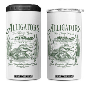 Alligators for Human Rights 4 in 1 Can Cooler Tumbler Save Everglades Alcatraz TS02 One Size: 16 oz White Print Your Wear