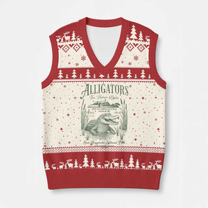 Alligators for Human Rights V-Neck Knit Sweater Vest Save Everglades Alcatraz TS02 Beige Red Print Your Wear