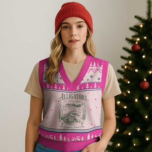 Alligators for Human Rights V-Neck Knit Sweater Vest Save Everglades Alcatraz TS02 Hot Pink Print Your Wear