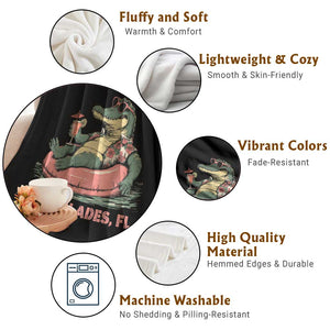 Funny Tropical Alligator Throw Blanket Everglades Florida FL Summer Vibe TS02 Print Your Wear