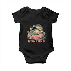 Funny Tropical Alligator Baby Onesie Everglades Florida FL Summer Vibe TS02 Black Print Your Wear
