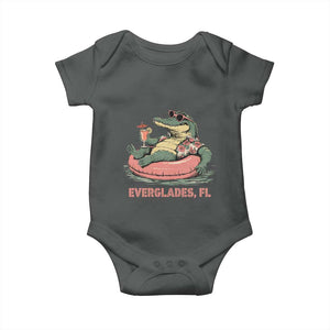 Funny Tropical Alligator Baby Onesie Everglades Florida FL Summer Vibe TS02 Dark Heather Print Your Wear