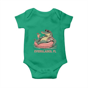 Funny Tropical Alligator Baby Onesie Everglades Florida FL Summer Vibe TS02 Irish Green Print Your Wear