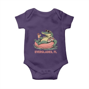 Funny Tropical Alligator Baby Onesie Everglades Florida FL Summer Vibe TS02 Purple Print Your Wear