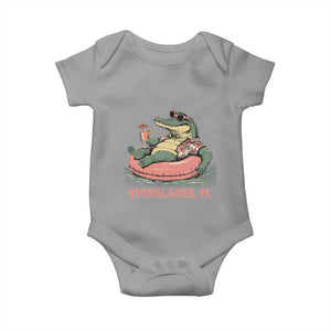 Funny Tropical Alligator Baby Onesie Everglades Florida FL Summer Vibe TS02 Sport Gray Print Your Wear