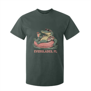 Funny Tropical Alligator T Shirt For Kid Everglades Florida FL Summer Vibe TS02 Dark Forest Green Print Your Wear