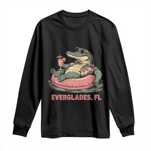 Funny Tropical Alligator Long Sleeve Shirt Everglades Florida FL Summer Vibe TS02 Black Print Your Wear