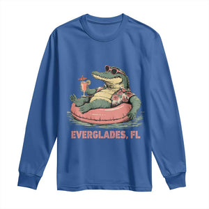 Funny Tropical Alligator Long Sleeve Shirt Everglades Florida FL Summer Vibe TS02 Royal Blue Print Your Wear