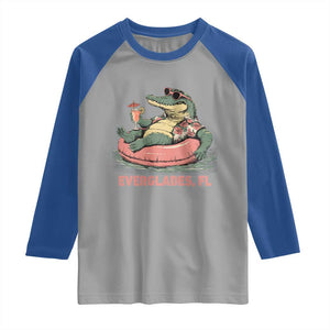 Funny Tropical Alligator Raglan Shirt Everglades Florida FL Summer Vibe TS02 Sport Gray Royal Print Your Wear