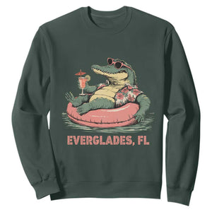 Funny Tropical Alligator Sweatshirt Everglades Florida FL Summer Vibe TS02 Dark Forest Green Print Your Wear