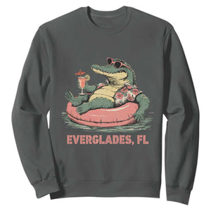 Funny Tropical Alligator Sweatshirt Everglades Florida FL Summer Vibe TS02 Dark Heather Print Your Wear