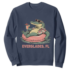 Funny Tropical Alligator Sweatshirt Everglades Florida FL Summer Vibe TS02 Navy Print Your Wear