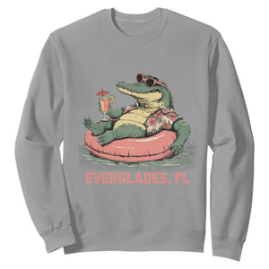 Funny Tropical Alligator Sweatshirt Everglades Florida FL Summer Vibe TS02 Sport Gray Print Your Wear