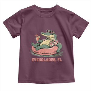 Funny Tropical Alligator Toddler T Shirt Everglades Florida FL Summer Vibe TS02 Maroon Print Your Wear