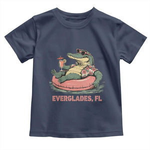 Funny Tropical Alligator Toddler T Shirt Everglades Florida FL Summer Vibe TS02 Navy Print Your Wear
