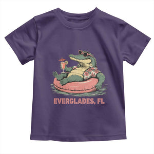 Funny Tropical Alligator Toddler T Shirt Everglades Florida FL Summer Vibe TS02 Purple Print Your Wear