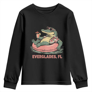Funny Tropical Alligator Youth Sweatshirt Everglades Florida FL Summer Vibe TS02 Black Print Your Wear