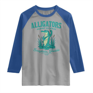 Alligators Against Alcatraz Raglan Shirt Everglades Florida for Human Rights TS02 Sport Gray Royal Print Your Wear