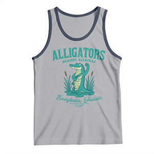 Alligators Against Alcatraz Tank Top Everglades Florida for Human Rights TS02 Athletic Heather Navy Print Your Wear