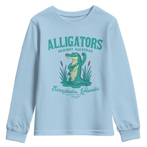Alligators Against Alcatraz Youth Sweatshirt Everglades Florida for Human Rights TS02 Light Blue Print Your Wear