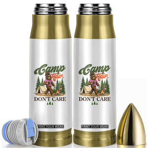 Vintage Funny Girly Bigfoot Camper Bullet Tumbler Camp Hair Don't Care Sasquatch Camping Outdoor Adventure