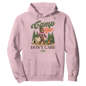 Vintage Funny Girly Bigfoot Camper Hoodie Camp Hair Don't Care Sasquatch Camping Outdoor Adventure