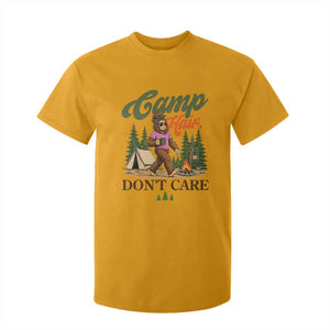 Vintage Funny Girly Bigfoot Camper T Shirt For Kid Camp Hair Don't Care Sasquatch Camping Outdoor Adventure