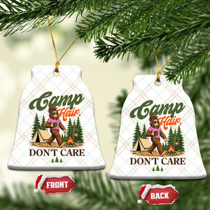Vintage Funny Girly Bigfoot Camper Ceramic Ornament Camp Hair Don't Care Sasquatch Camping Outdoor Adventure