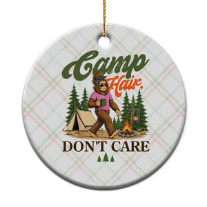 Vintage Funny Girly Bigfoot Camper Ceramic Ornament Camp Hair Don't Care Sasquatch Camping Outdoor Adventure