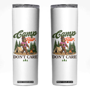 Vintage Funny Girly Bigfoot Camper Skinny Tumbler Camp Hair Don't Care Sasquatch Camping Outdoor Adventure