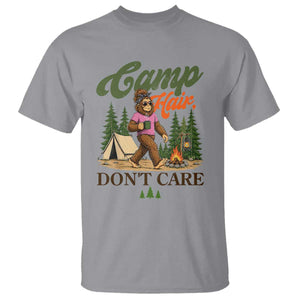 Vintage Funny Girly Bigfoot Camper T Shirt Camp Hair Don't Care Sasquatch Camping Outdoor Adventure