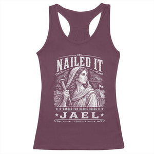 Nailed It Jael Judges 4 Old Testament Racerback Tank Top Funny Biblical Woodcut Christian Faith