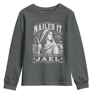 Nailed It Jael Judges 4 Old Testament Youth Sweatshirt Funny Biblical Woodcut Christian Faith