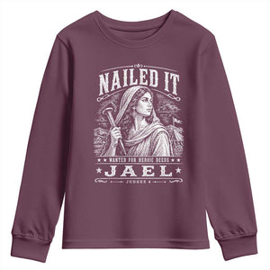 Nailed It Jael Judges 4 Old Testament Youth Sweatshirt Funny Biblical Woodcut Christian Faith